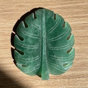 Green Aventurine Monstera Leaf
